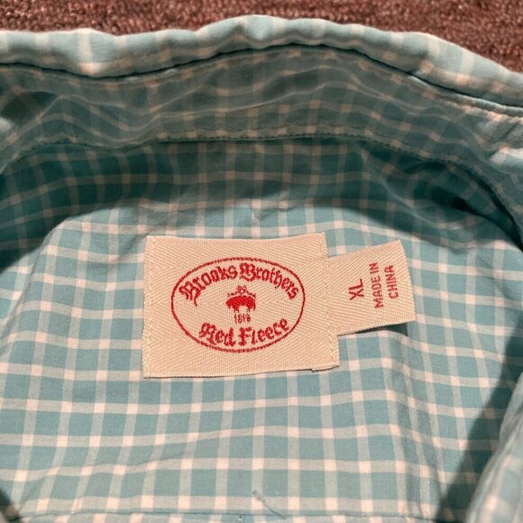 Brooks Brothers Red‎ Fleece Gingham Shirt XL Blue Plaid Cotton Button Down - Picture 3 of 10